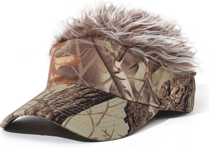 NNBDBVDHS Mens Visor with Hair Fake Hat with Hair for Men Funny Golf Hats Wig Hat Spiked Adjustable Baseball Cap - Image 1